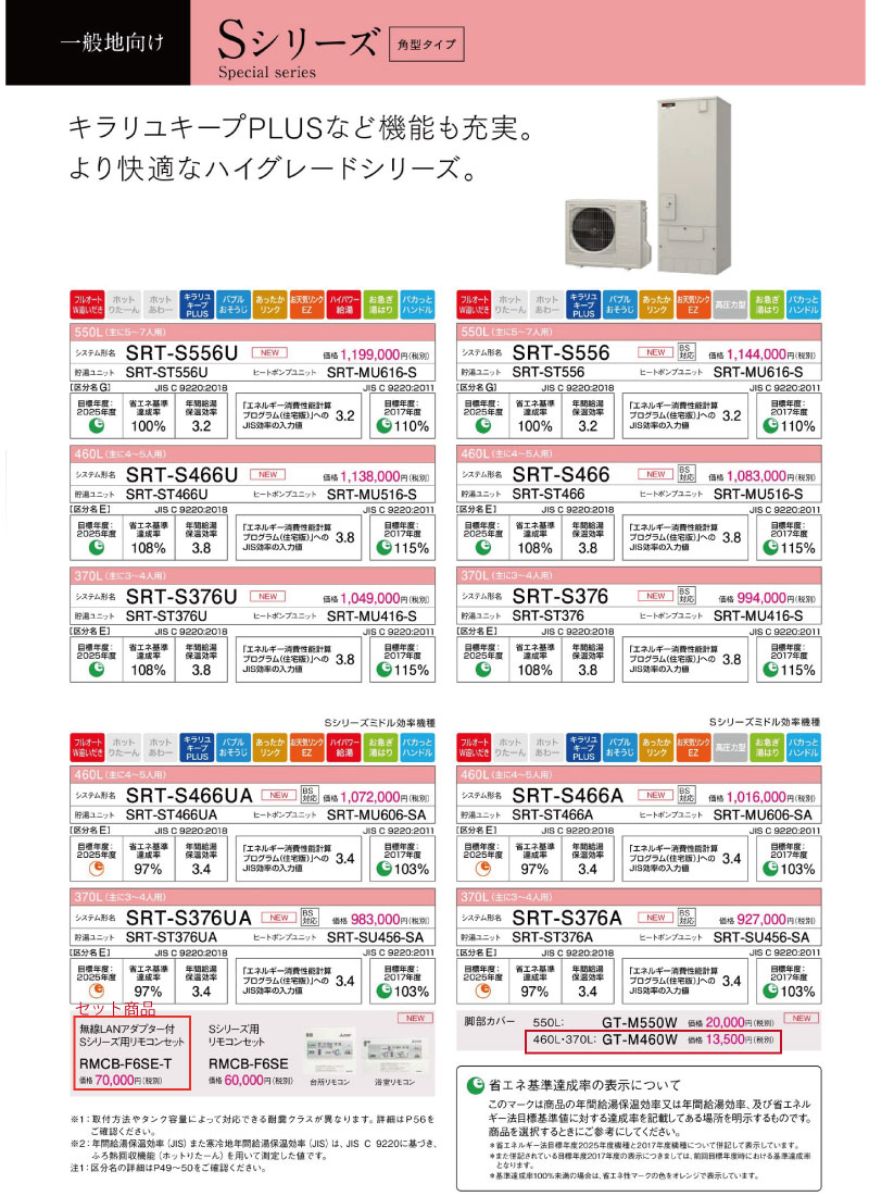 三菱エコキュート　Sシリーズ　商品