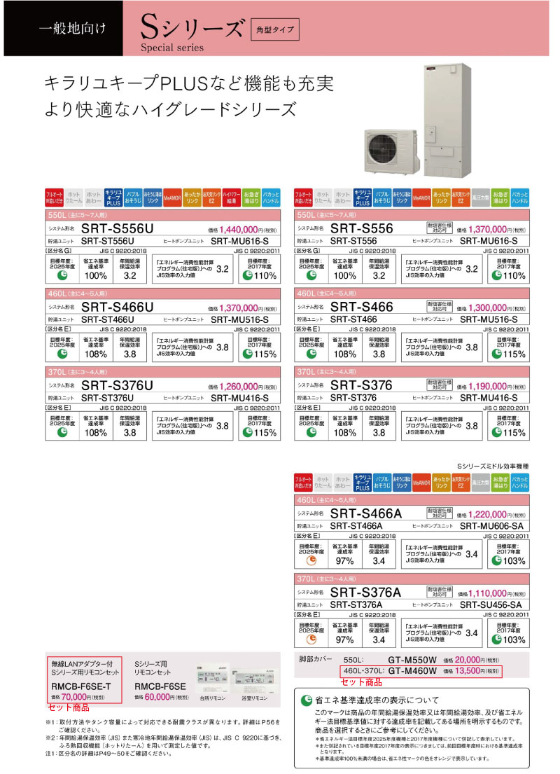 三菱エコキュート　Sシリーズ　商品